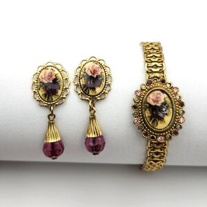VTG Cameo Roses Bracelet & Earrings by AVON